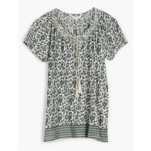 Lucky Brand Border Print Smocked Top Size Small